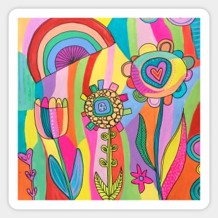 Bright Rainbow  florals Sticker